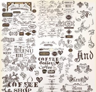 Big collection of vector decorative elements flourishes, swirls,